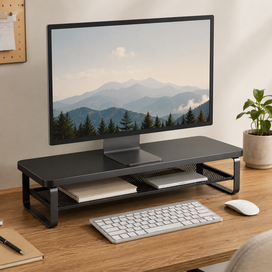 🖤 Desk Essential | Metal Mesh Computer Riser | Sleek Workspace Upgrade