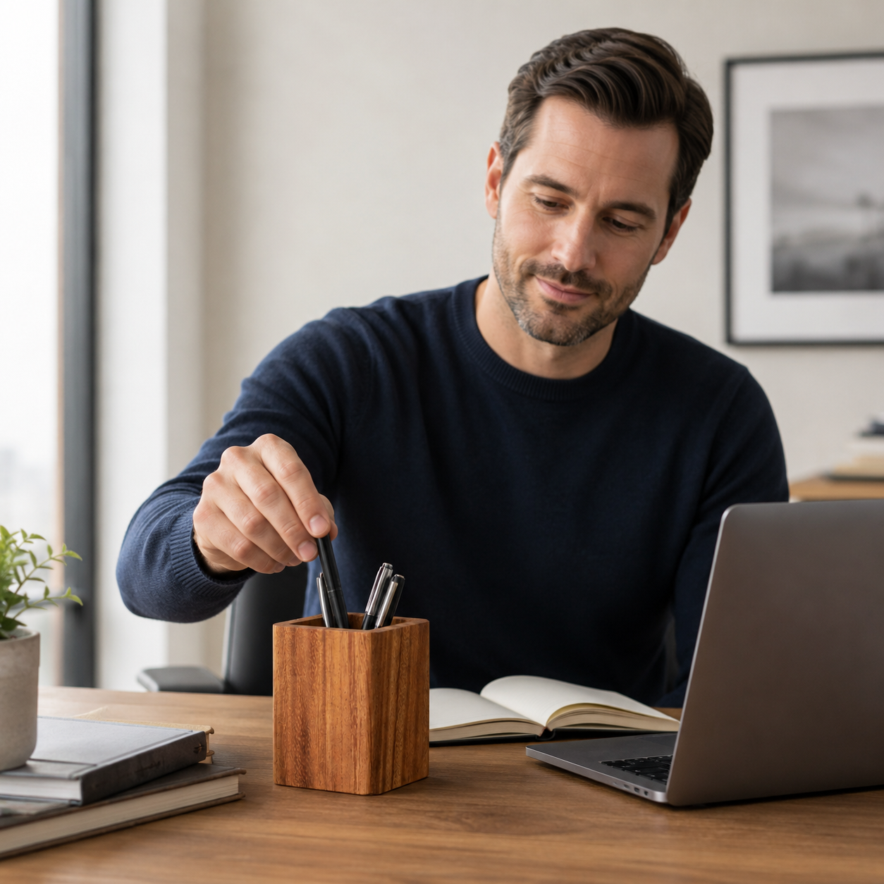 πΏ Desk Essential | Natural Wood Pen Holder | Warm Workspace Accent
