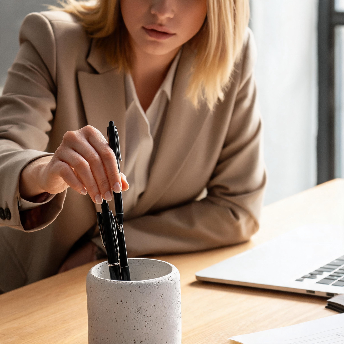 π€ Gift-Worthy | Stone Texture Desk Decor | Minimal Pencil Holder Charm