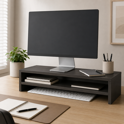 ✨ Workspace Essential | Wooden Monitor Stand Organizer | Modern Desk Upgrade