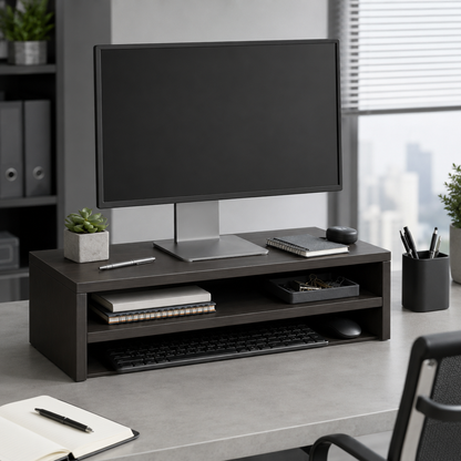 ✨ Workspace Essential | Wooden Monitor Stand Organizer | Modern Desk Upgrade