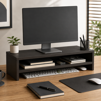 ✨ Workspace Essential | Wooden Monitor Stand Organizer | Modern Desk Upgrade