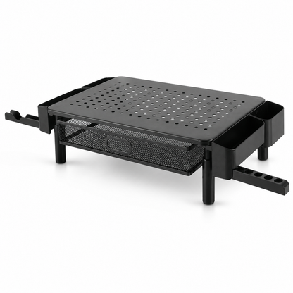🖤 Workspace Essential | Metal Mesh Monitor Stand | Smart Desk Organization