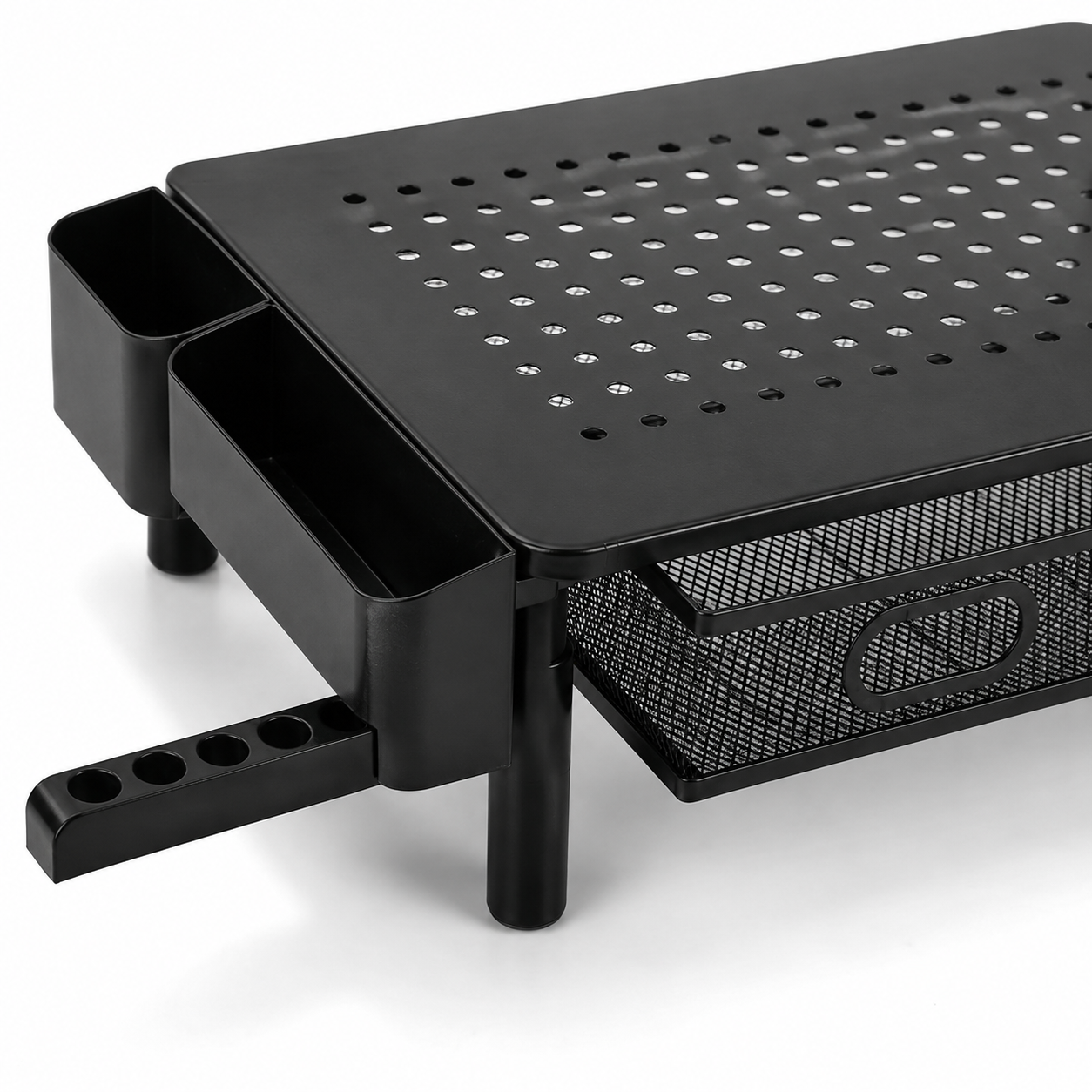 🖤 Workspace Essential | Metal Mesh Monitor Stand | Smart Desk Organization