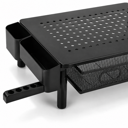 🖤 Workspace Essential | Metal Mesh Monitor Stand | Smart Desk Organization