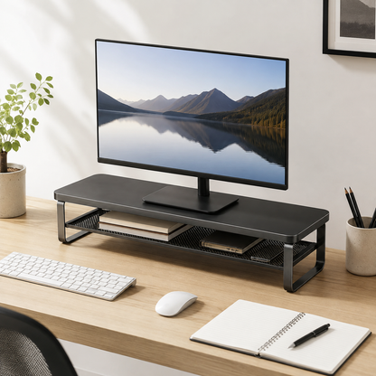 🖤 Desk Essential | Metal Mesh Computer Riser | Sleek Workspace Upgrade