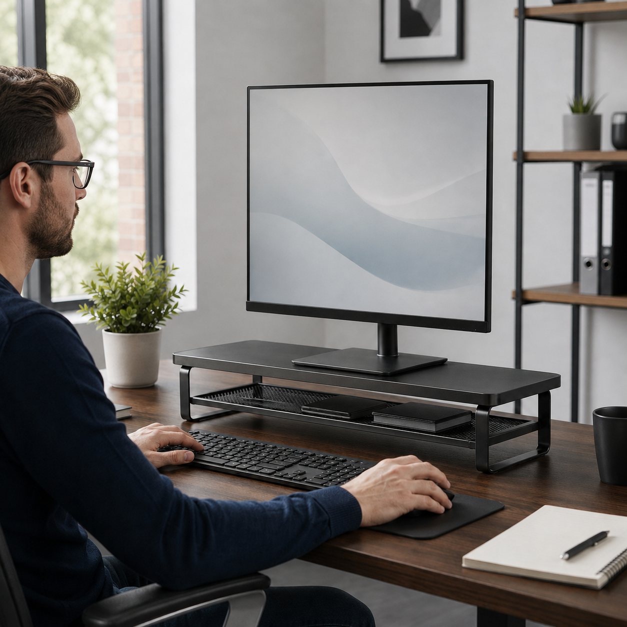 🖤 Desk Essential | Metal Mesh Computer Riser | Sleek Workspace Upgrade