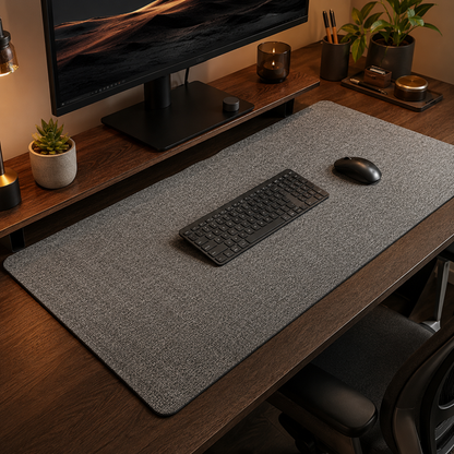 🌿 Workspace Essential | Linen Texture Desk Mat | Cozy Office Upgrade