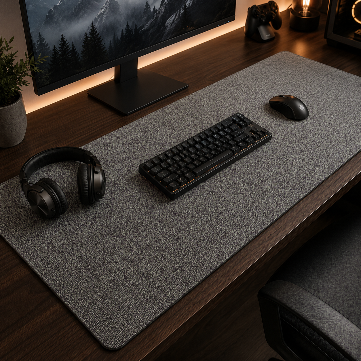 🌿 Workspace Essential | Linen Texture Desk Mat | Cozy Office Upgrade