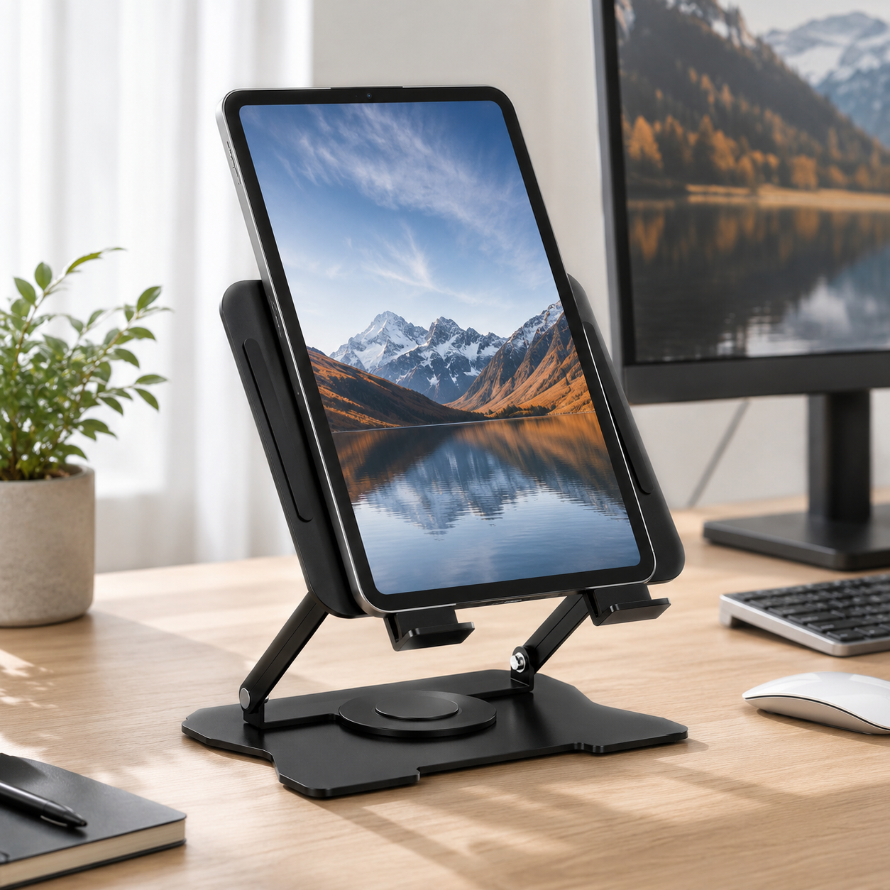 🖤 Desk Essential | Metal Tablet Stand | Flexible Viewing Upgrade