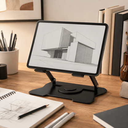 🖤 Desk Essential | Metal Tablet Stand | Flexible Viewing Upgrade