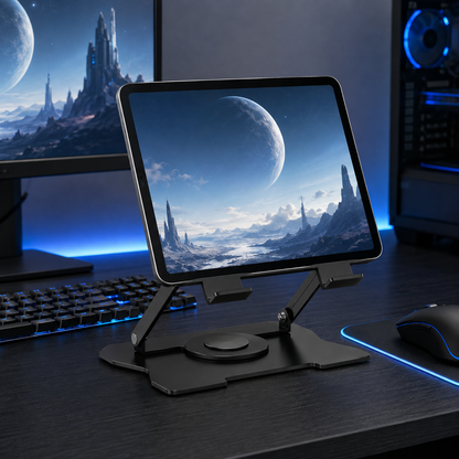 🖤 Desk Essential | Metal Tablet Stand | Flexible Viewing Upgrade