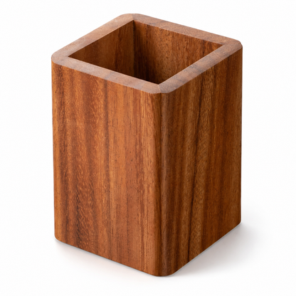 🌿 Desk Essential | Natural Wood Pen Holder | Warm Workspace Accent