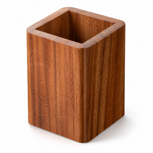 🌿 Desk Essential | Natural Wood Pen Holder | Warm Workspace Accent