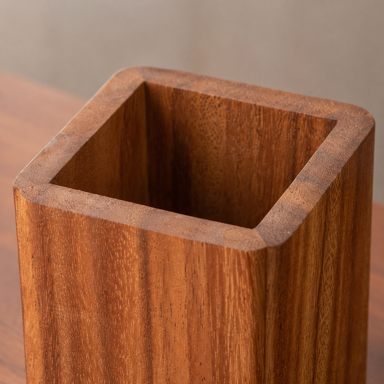 🌿 Desk Essential | Natural Wood Pen Holder | Warm Workspace Accent