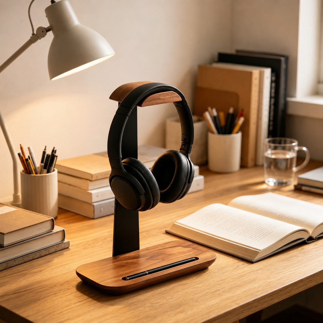 🎧 Desk Essential | Walnut Wood Headphone Stand | Premium Setup Upgrade