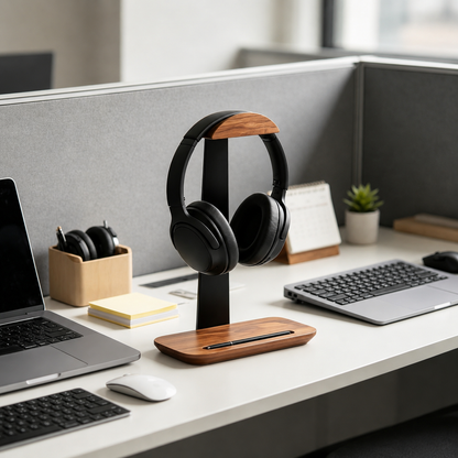 🎧 Desk Essential | Walnut Wood Headphone Stand | Premium Setup Upgrade