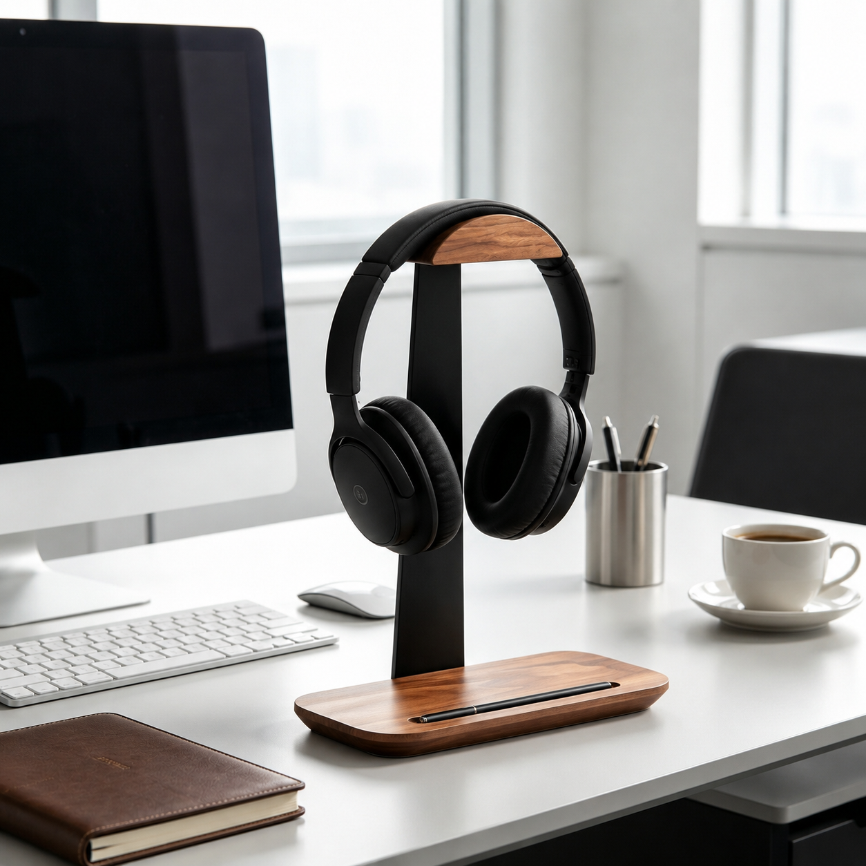 🎧 Desk Essential | Walnut Wood Headphone Stand | Premium Setup Upgrade