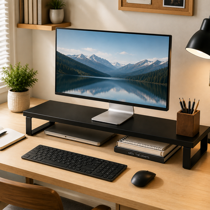 🖤 Desk Upgrade | Premium Metal Monitor Riser | Modern Office Essential