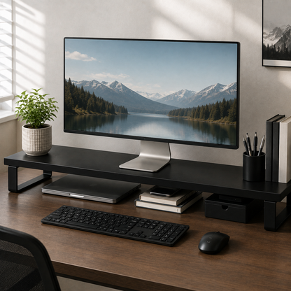 🖤 Desk Upgrade | Premium Metal Monitor Riser | Modern Office Essential