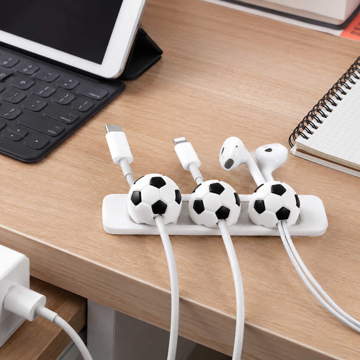 ⚽ Soccer Cable Organizer | Playful Desk Cord Holder