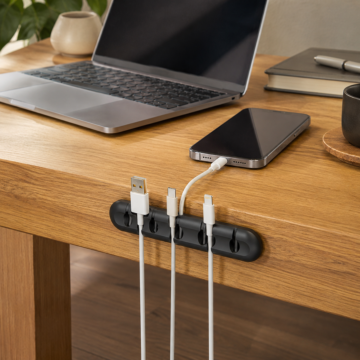 🔌 6-Slot Cable Organizer | Desktop Cord Holder