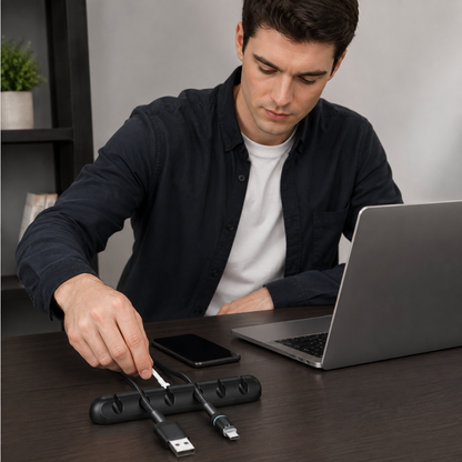 🔌 6-Slot Cable Organizer | Desktop Cord Holder