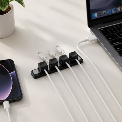 🧲 Cable Organizer | Magnetic Metal Desktop | Tech Lovers | Sleek Black Control