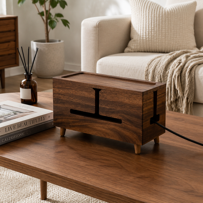 🌿 Cable Storage Box | Solid Wood Organizer | Home Office & Living Spaces | Natural Minimalist Style