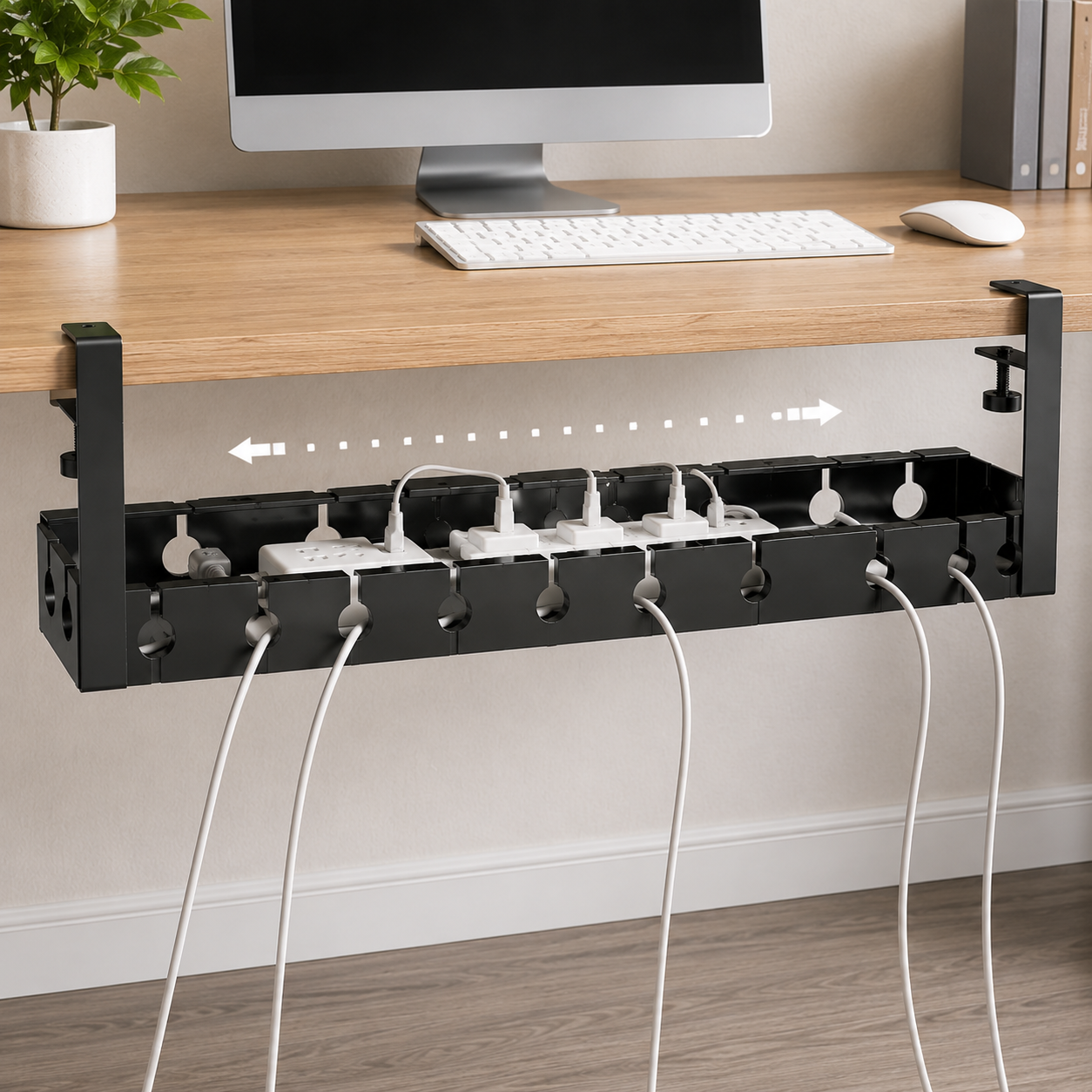 ✨ Cable Management Tray | Metal Desk Organizer | Home Office Setup | Sleek Space-Saving Design