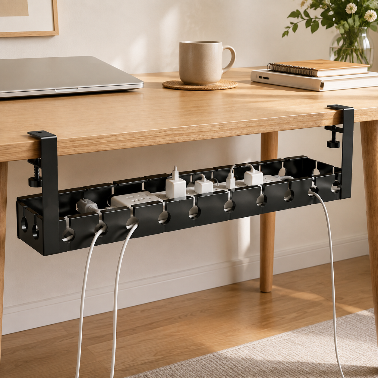 ✨ Cable Management Tray | Metal Desk Organizer | Home Office Setup | Sleek Space-Saving Design