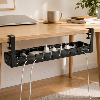 ✨ Cable Management Tray | Metal Desk Organizer | Home Office Setup | Sleek Space-Saving Design