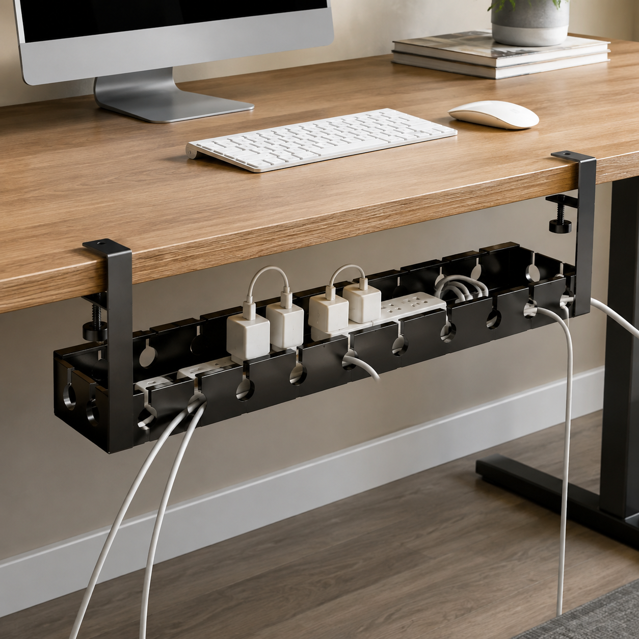 ✨ Cable Management Tray | Metal Desk Organizer | Home Office Setup | Sleek Space-Saving Design