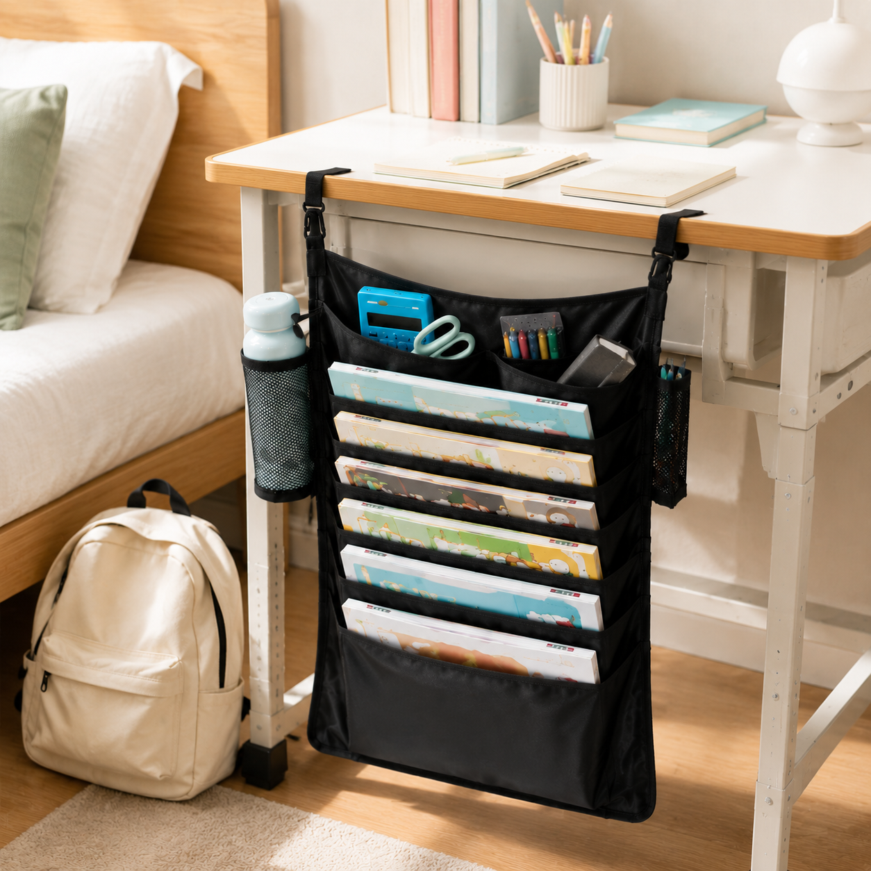 ✨ Desk Organizer | Durable Fabric Storage | Study Room & Office Use | Smart Space-Saving Design
