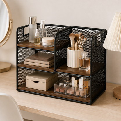 ✨ Desktop Shelf Organizer | Metal & Wood Design | Office Desk & Home Spaces | Modern Industrial Style