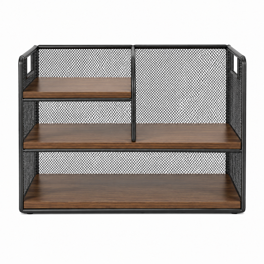 ✨ Desktop Shelf Organizer | Metal & Wood Design | Office Desk & Home Spaces | Modern Industrial Style