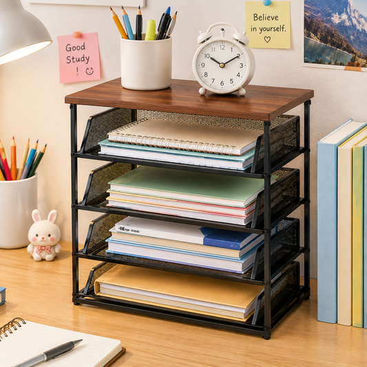 ✨ Document Organizer | Metal Mesh Storage | Office Desk & Home Workspace | Modern Industrial Elegance