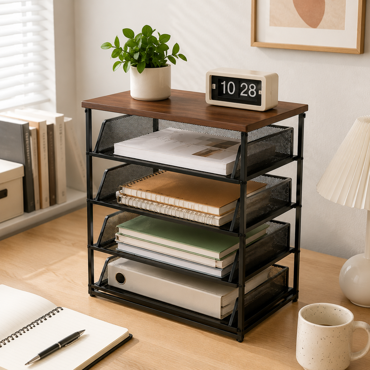 ✨ Document Organizer | Metal Mesh Storage | Office Desk & Home Workspace | Modern Industrial Elegance
