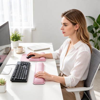 🌸 Ergonomic Wrist Rest | Soft Cushion Material | Gaming Desk & Office Setup | Pink Comfort Style