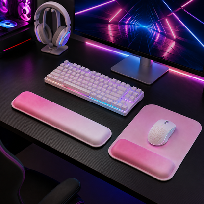 🌸 Ergonomic Wrist Rest | Soft Cushion Material | Gaming Desk & Office Setup | Pink Comfort Style
