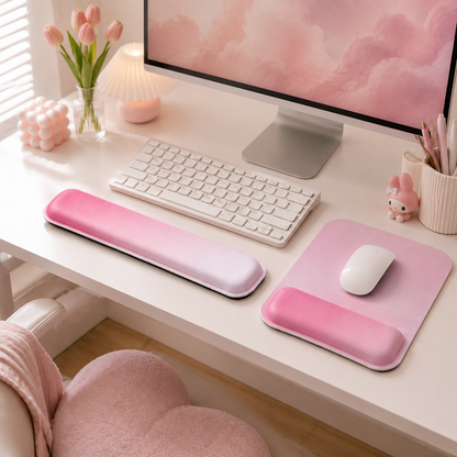🌸 Ergonomic Wrist Rest | Soft Cushion Material | Gaming Desk & Office Setup | Pink Comfort Style