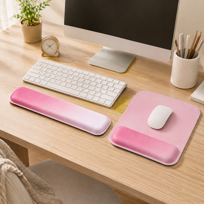 🌸 Ergonomic Wrist Rest | Soft Cushion Material | Gaming Desk & Office Setup | Pink Comfort Style