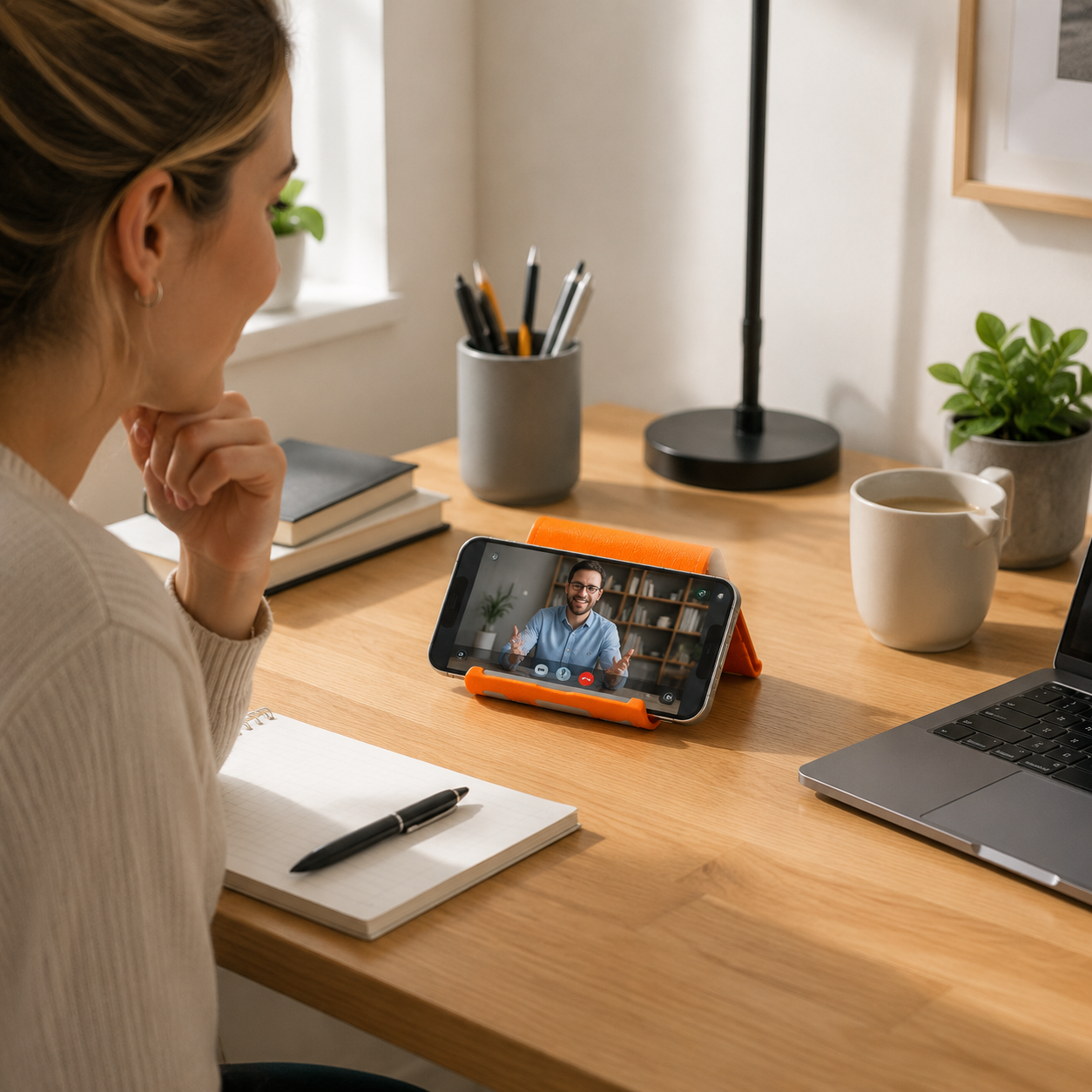🧡 Phone Stand Holder | Flexible Silicone Material | Desk Office & Home Use | Modern Minimal Comfort