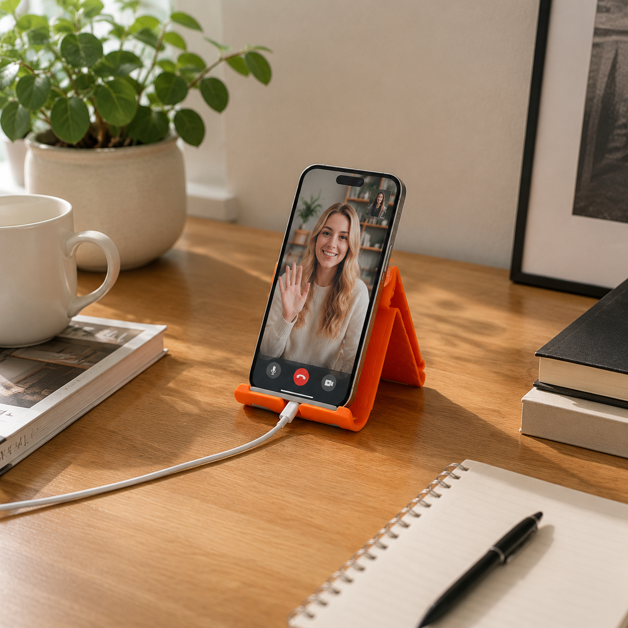 🧡 Phone Stand Holder | Flexible Silicone Material | Desk Office & Home Use | Modern Minimal Comfort