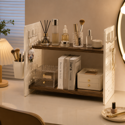 🤎 Desktop Shelf Organizer | Wood & Metal Structure | Office Desk & Home Storage | Minimal Space-Saving Design