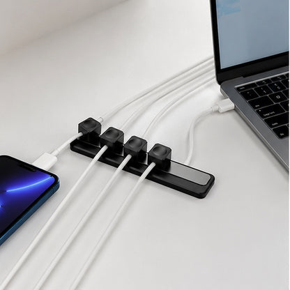 🧲 Cable Organizer | Magnetic Metal Desktop | Tech Lovers | Sleek Black Control