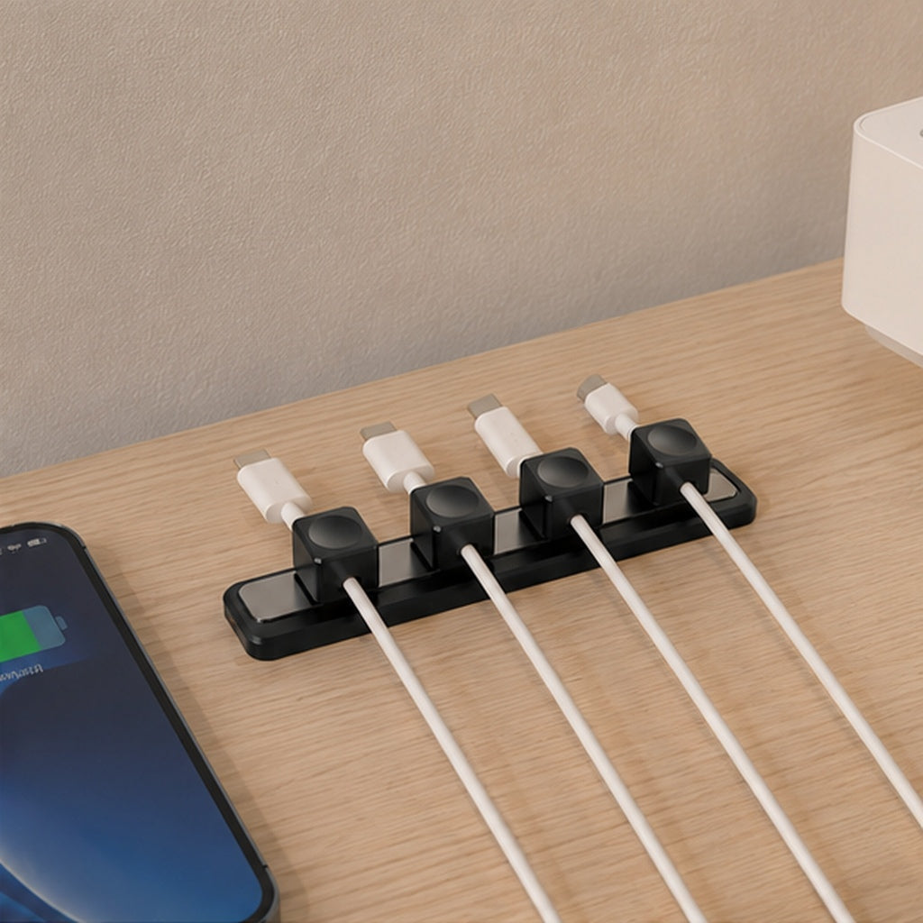 🧲 Cable Organizer | Magnetic Metal Desktop | Tech Lovers | Sleek Black Control