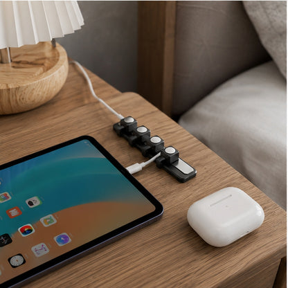 🧲 Cable Organizer | Magnetic Metal Desktop | Tech Lovers | Sleek Black Control