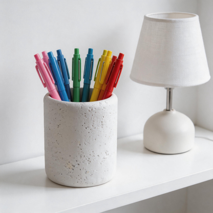 🤍 Gift-Worthy | Stone Texture Desk Decor | Minimal Pencil Holder Charm