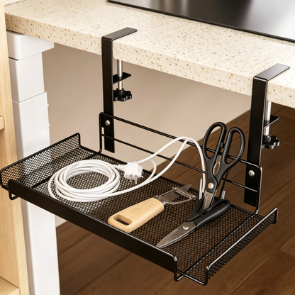 🖥️ Under-Desk Cable Tray | Mesh Cord Organizer